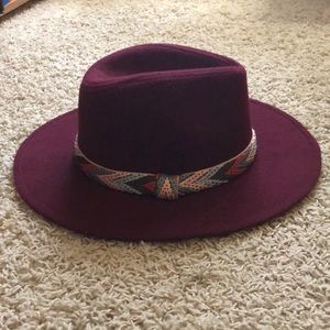 Maroon Wide Brimmed Hat